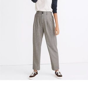 Madewell Pleated Taper Wide-Leg Pants in Mini Houndstooth